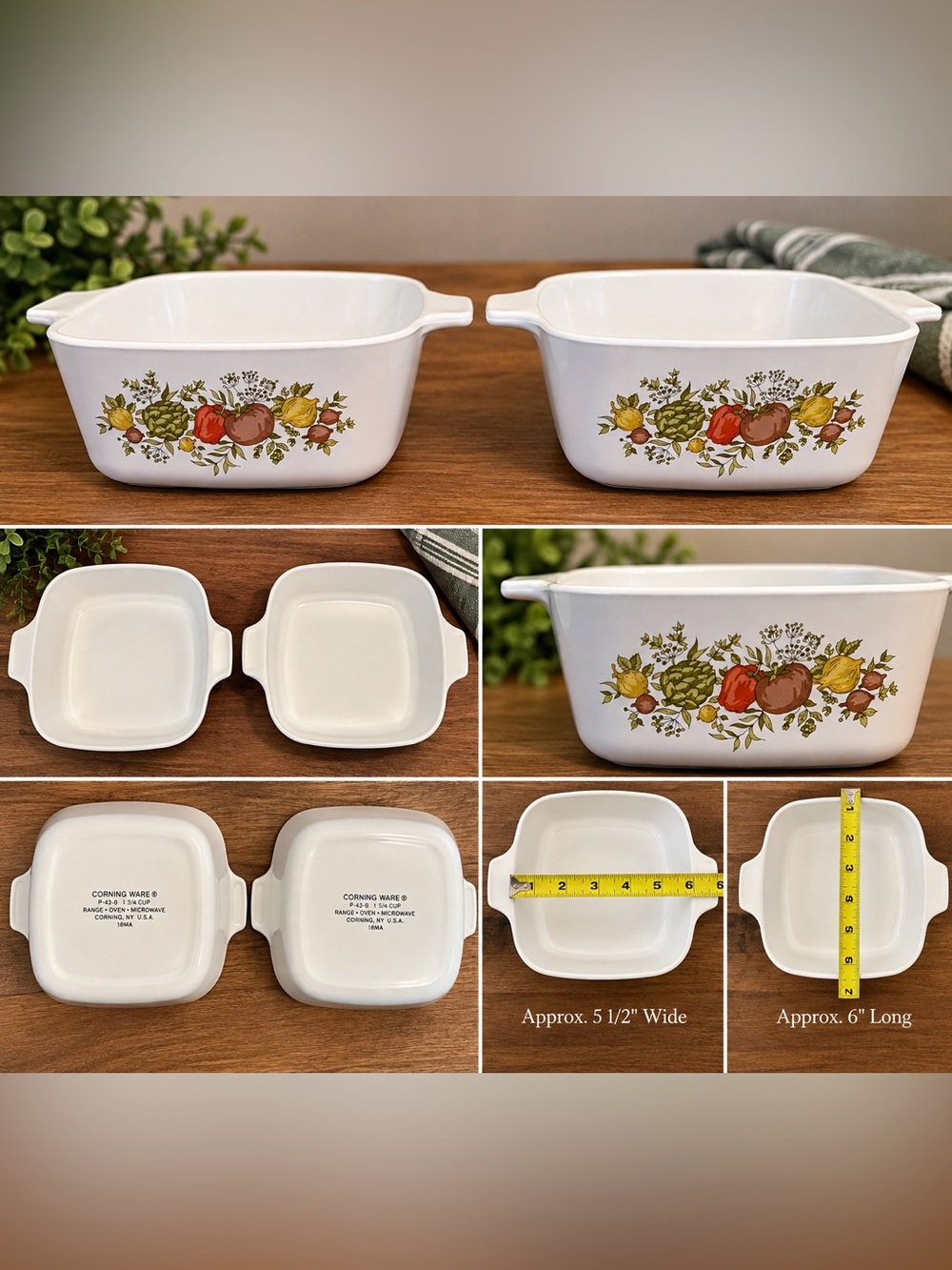 Vintage Corning Ware Spice O’ Life P-43-B 2 3/4 Cup Casserole Set of 2